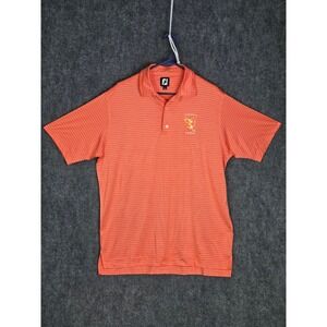 FootJoy Mens Large‎ Golf Polo Shirt Orange Striped George Hamney Invitational